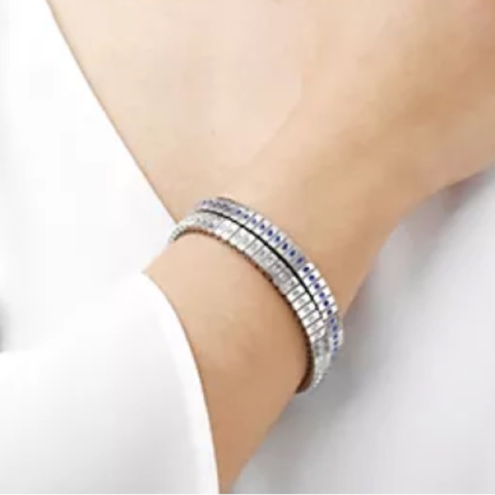 QVC Steel by Design Crystal Accent Stretch Bracelet - Picture 2 of 4